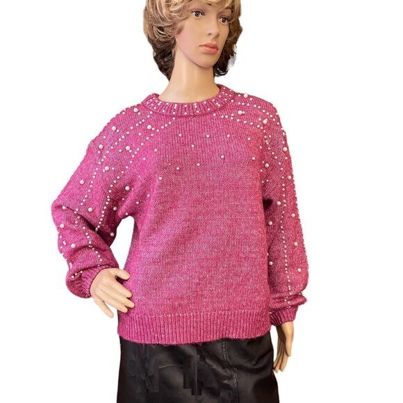 Mod X Long Sleeve Sweater Womens size L with Faux Pearl Embellishments - Picture 1 of 7